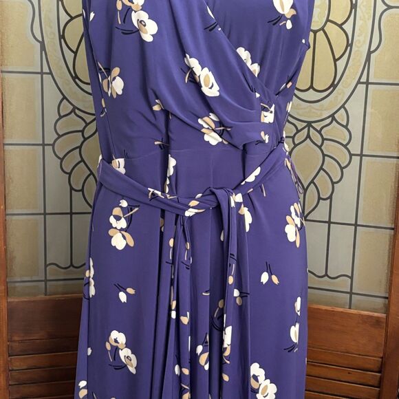 Lauren Ralph Lauren Black Label Floral Flutter Sleeve Jersey Dress Size 10 - Picture 7 of 14